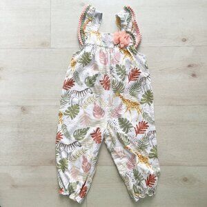 Good Lad Cream Jungle Themed Baby Girl Sleeveless Jumper Size 18 Months